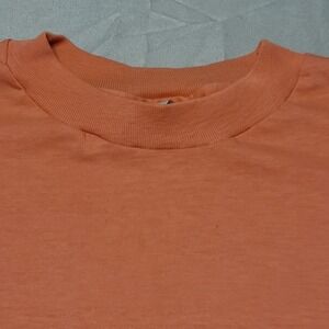 Vintage Hanes T-Shirt Mens Large L Salmon Orange 50/50 Blank Made in USA Tee